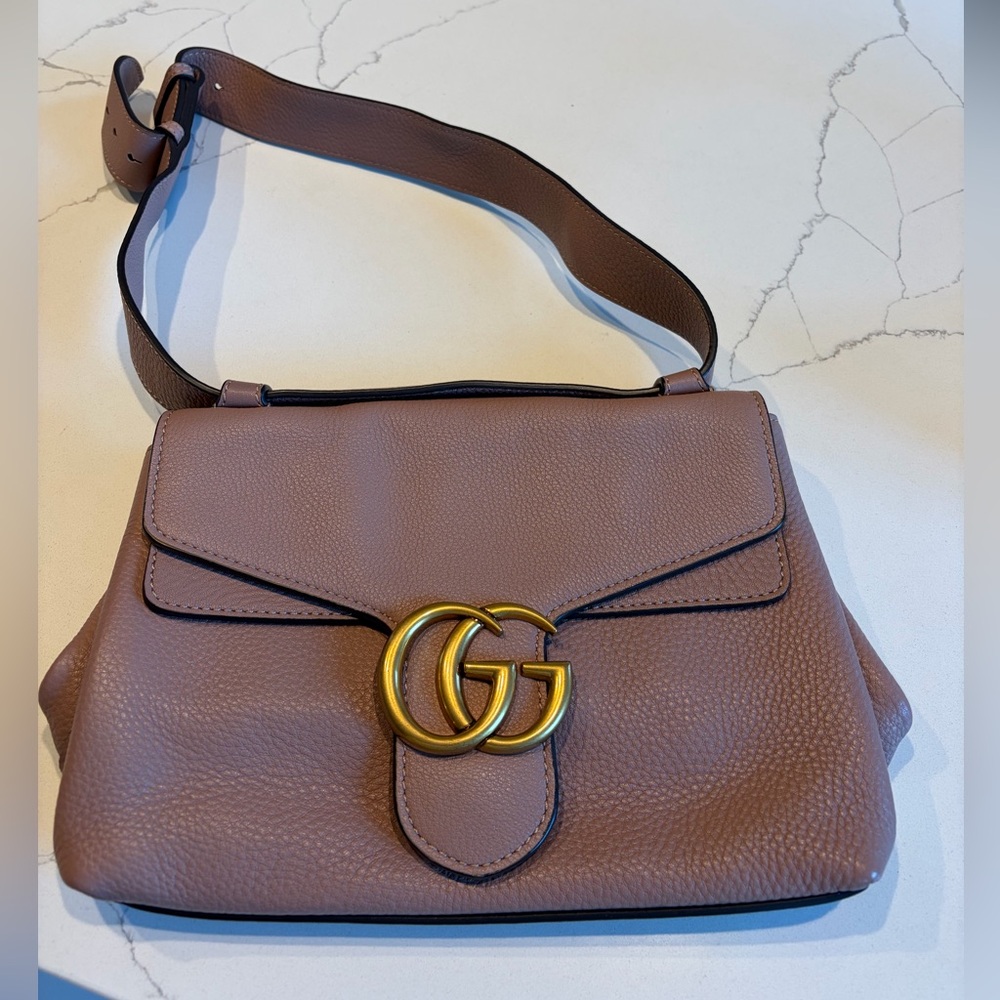 Gucci Dusty Pink Marmont Leather Shoulder Bag